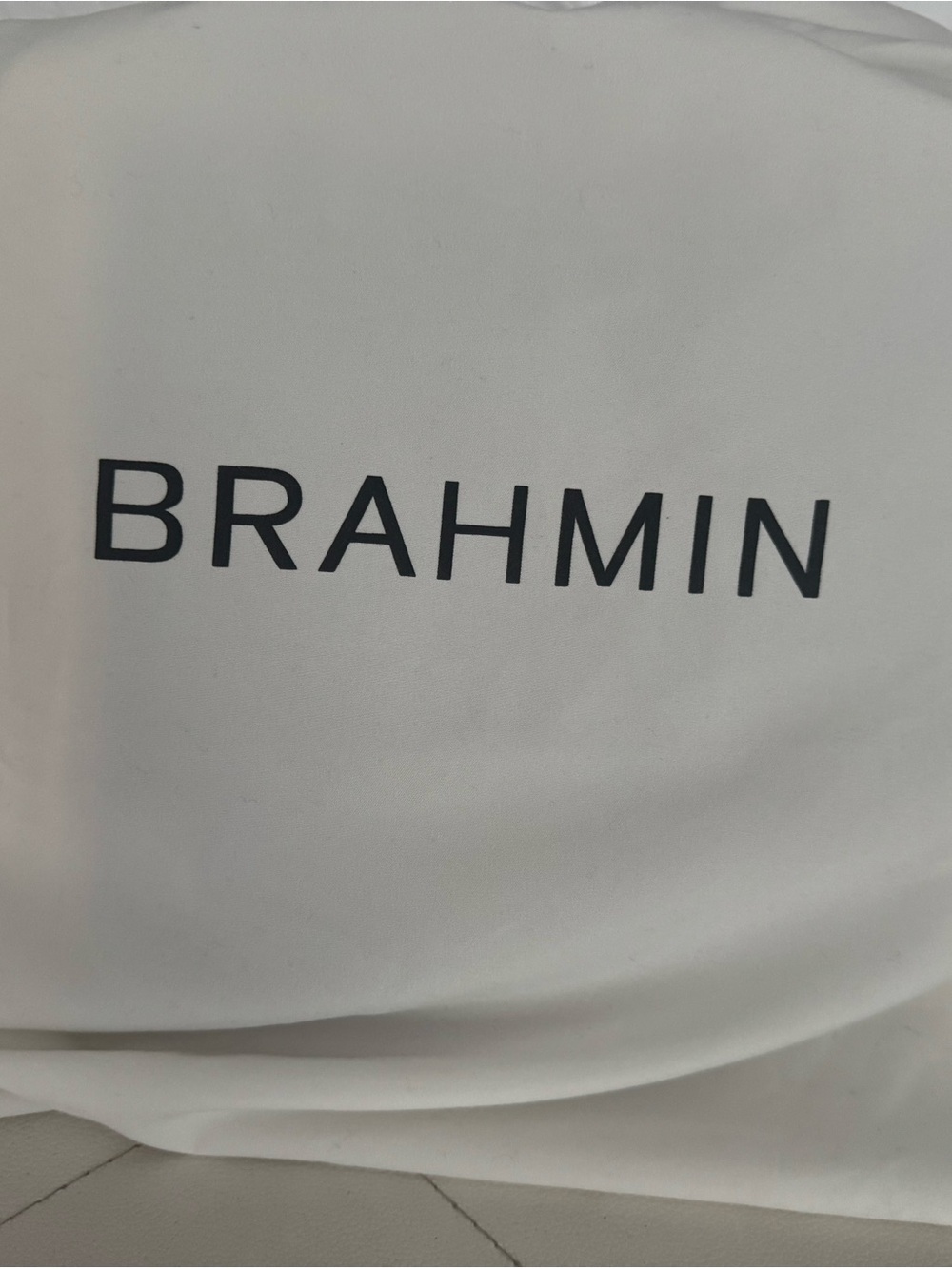 Brahmin White Bag Dust Cover with Black Logo